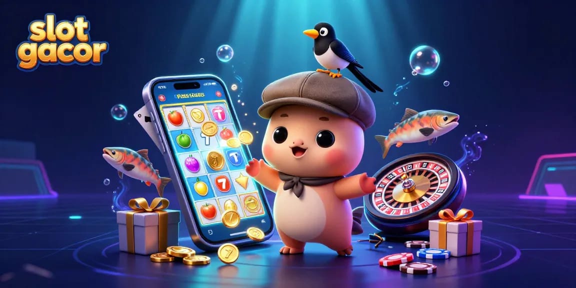 Experience thrilling slot gacor action with Nessie and friends in this vibrant 3D illustration.