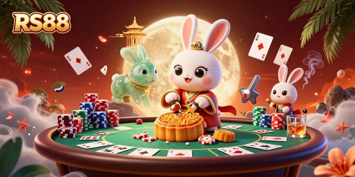 Experience RS88 with a magical moon rabbit scene featuring poker chips and casino elements.