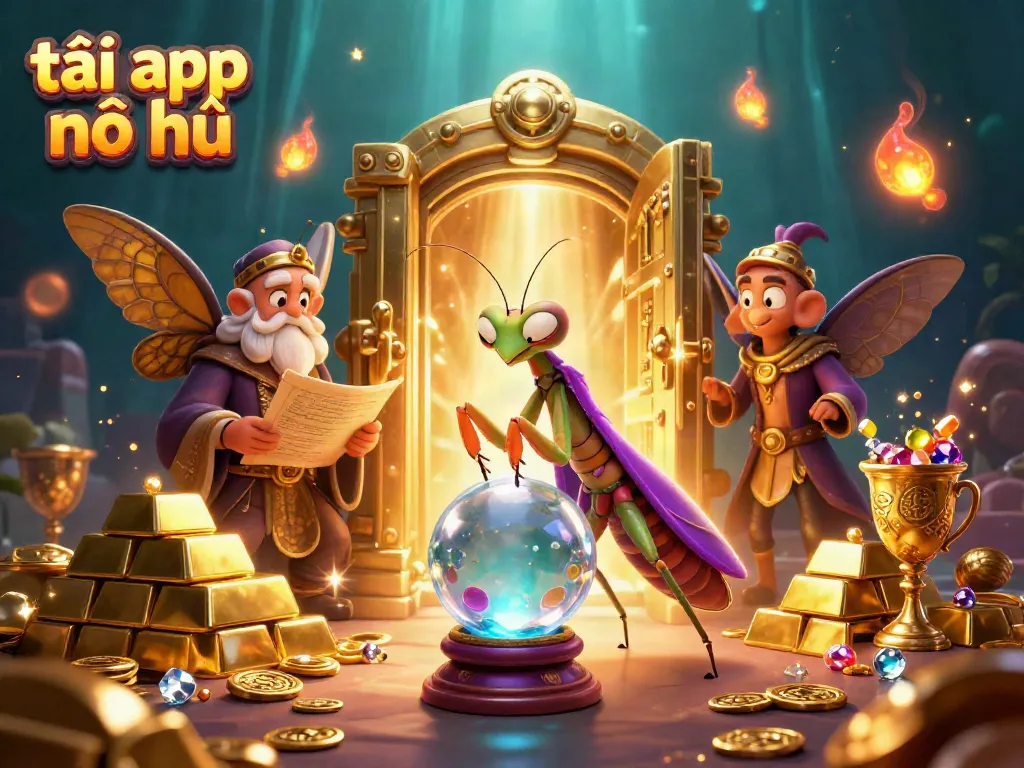 Spin to win with tải app nổ hũ as fortune tellers, glimmers, and treasures enchant players in a vibrant casino scene.