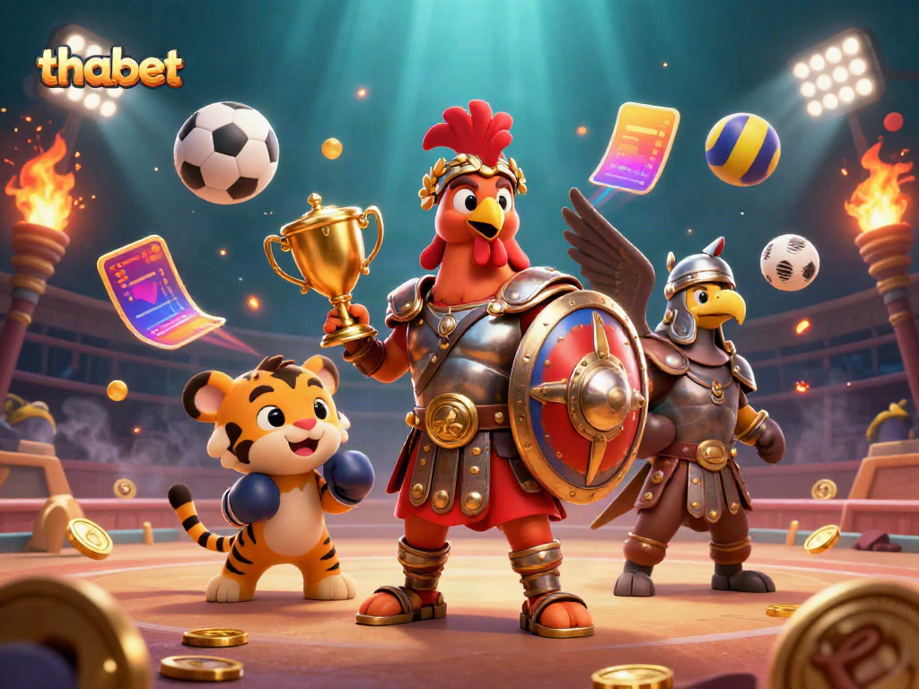 Experience thrilling action in thabet's vibrant 3D casino scene showcasing unique characters.