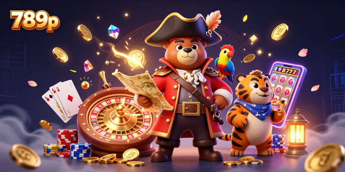 Engage with thrilling slots action at 789p, featuring vibrant pirate characters and casino elements.