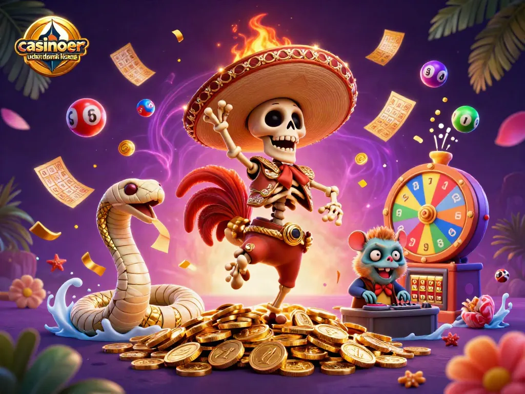 Experience the thrill of gambling with casinoer uden dansk licens in this vibrant 3D illustration.