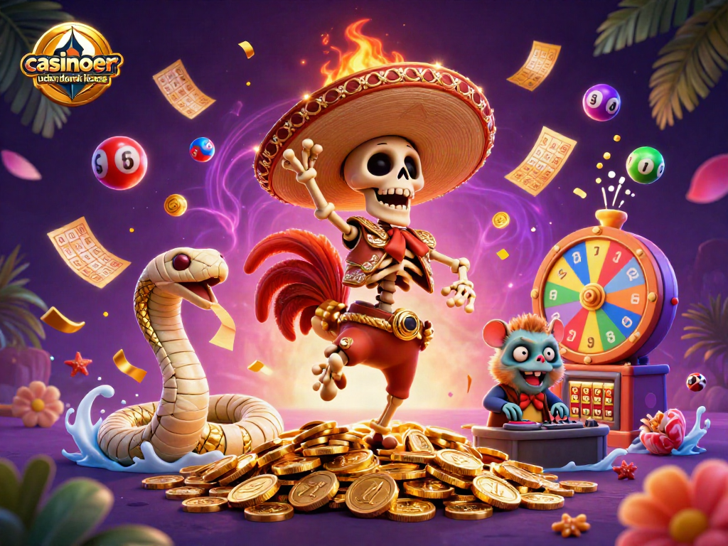 Experience the thrill of gambling with casinoer uden dansk licens in this vibrant 3D illustration.