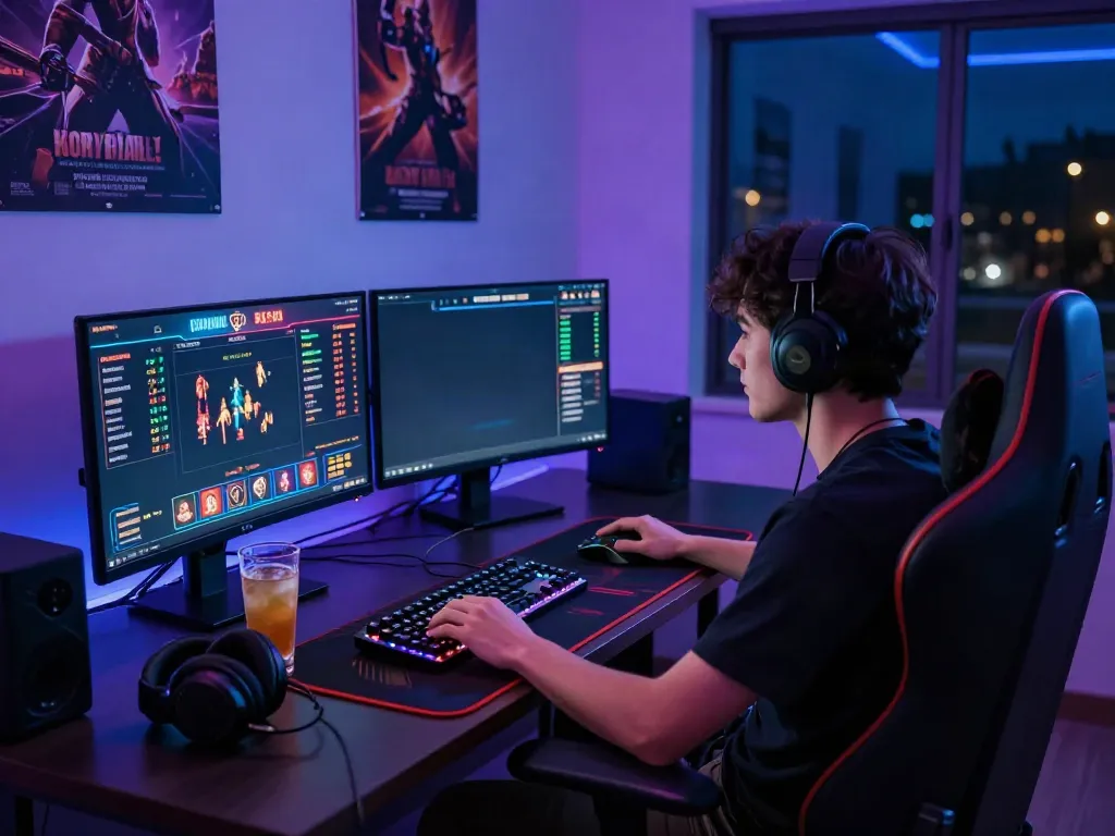 Dewacash Asia gaming setup featuring gamer focused on online betting