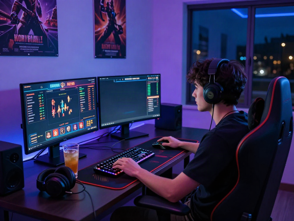 Dewacash Asia gaming setup featuring gamer focused on online betting
