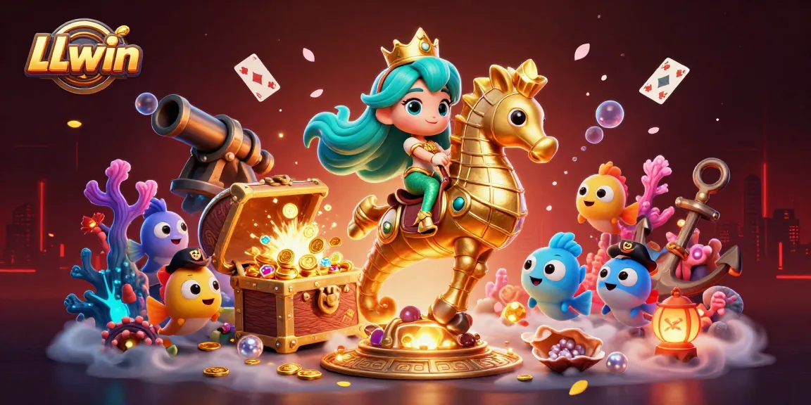 LLwin promotes thrilling underwater adventures with vibrant mermaid characters and exciting gaming elements.