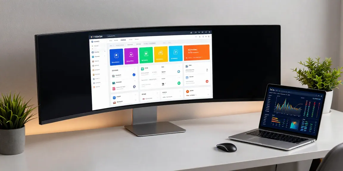 Immobilienmakler Karlsruhe: modernes Büro-Setup mit Technologie zur Immobilienverwaltung.