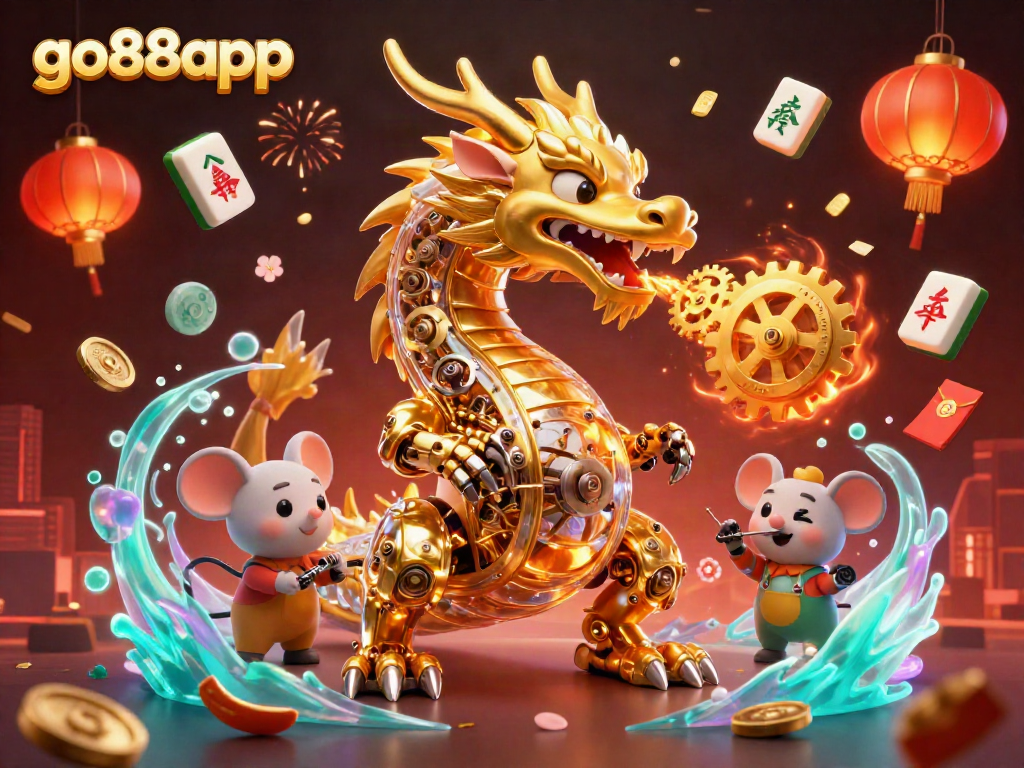 Experience thrilling action with go88app's dynamic casino features in this vibrant 3D illustration.