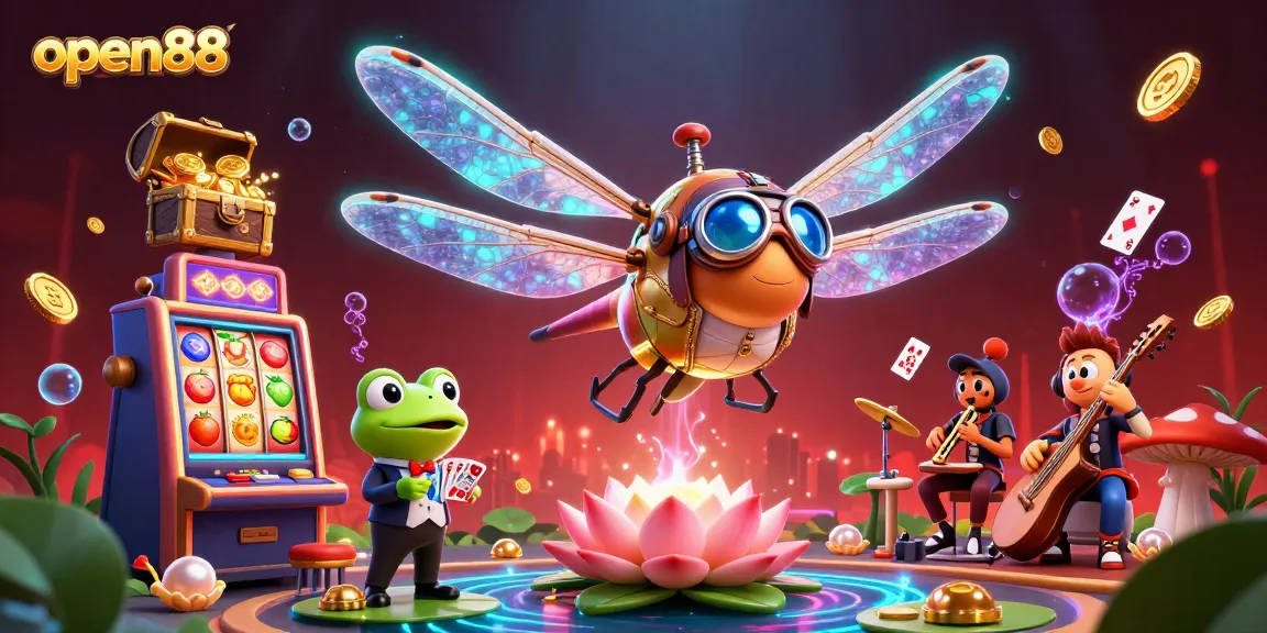 Experience thrilling gameplay at open88 with a vibrant 3D casino scene featuring unique characters and elements.