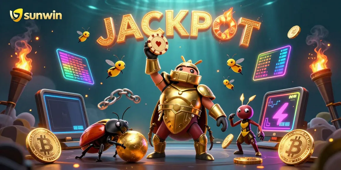 Experience thrilling gambling emotions at Sunwin with lively characters and vibrant casino elements illustrated in 3D.