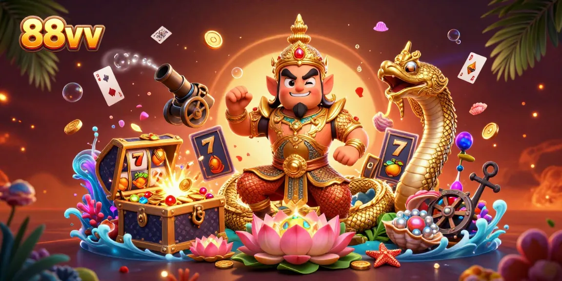 Engage with 88vv for thrilling slot adventures in a vibrant 3D casino world.