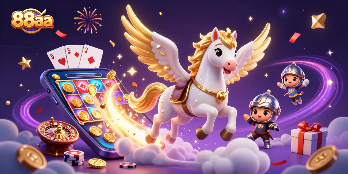 Experience the excitement of 88aa with a celestial knight and vibrant slot games in action.