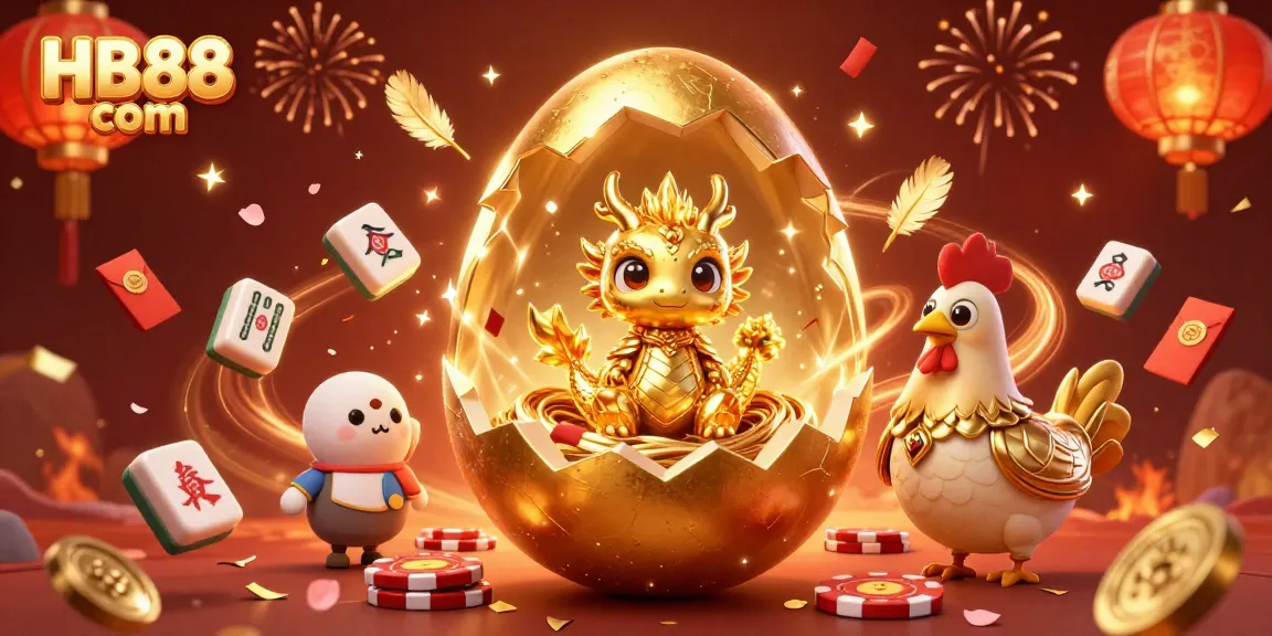 Win big at HB88 com with vibrant gold-themed online casino illustration.