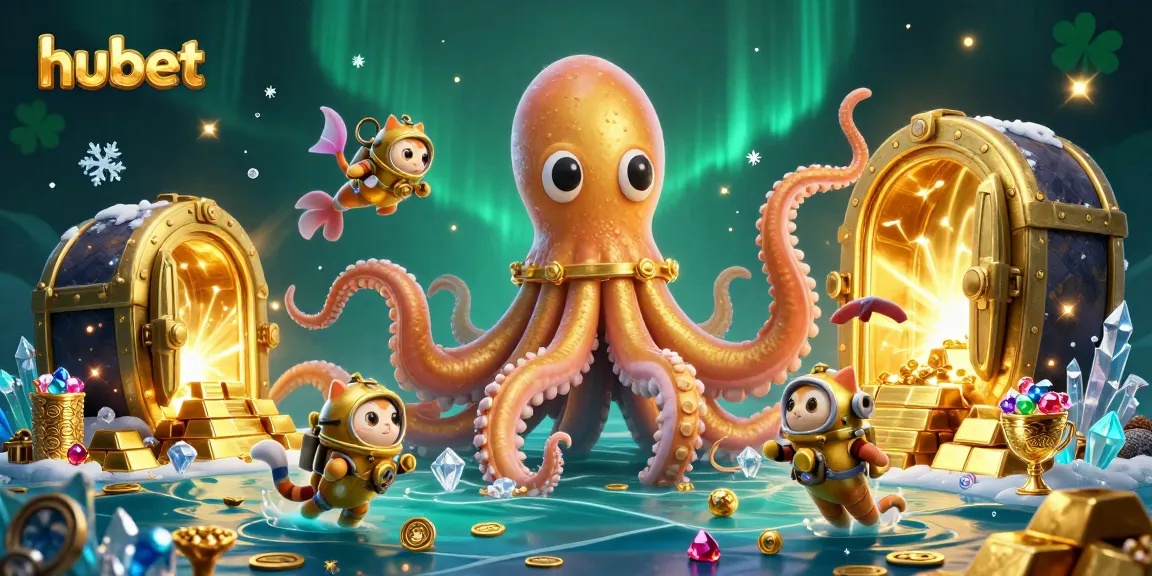 Experience thrilling gameplay at hubet with a dynamic kraken and diving cat in an ocean of treasures.