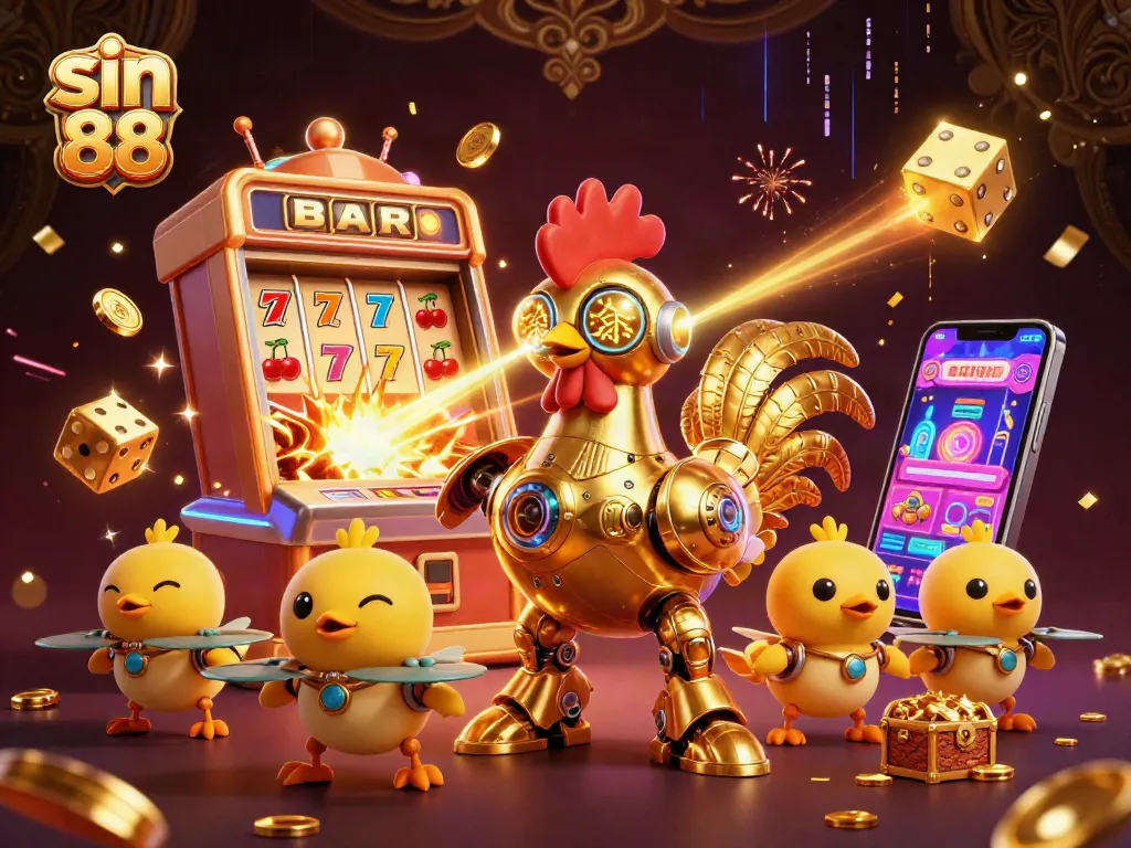 Experience thrilling wins with sin 88 in this dynamic 3D casino scene featuring exciting elements.