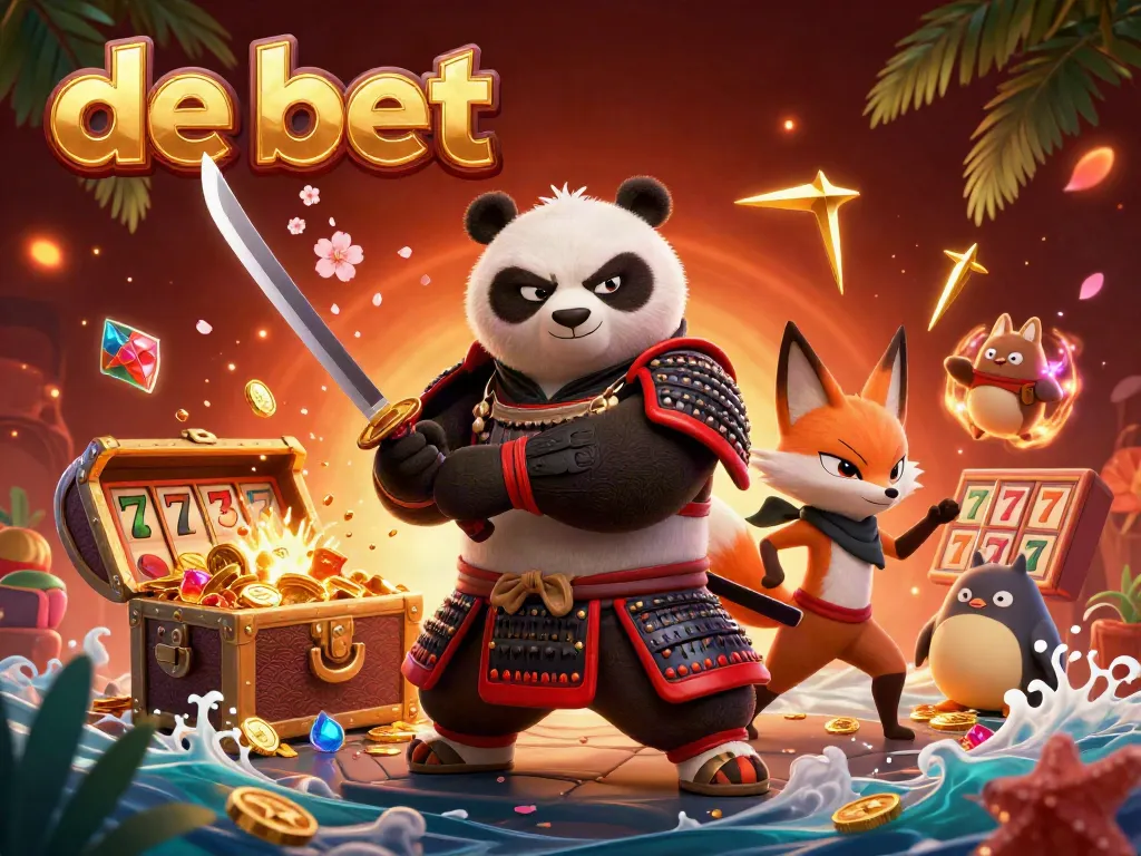 Engage with the thrilling world of de bet as cartoon characters celebrate with treasure, slots, and excitement.