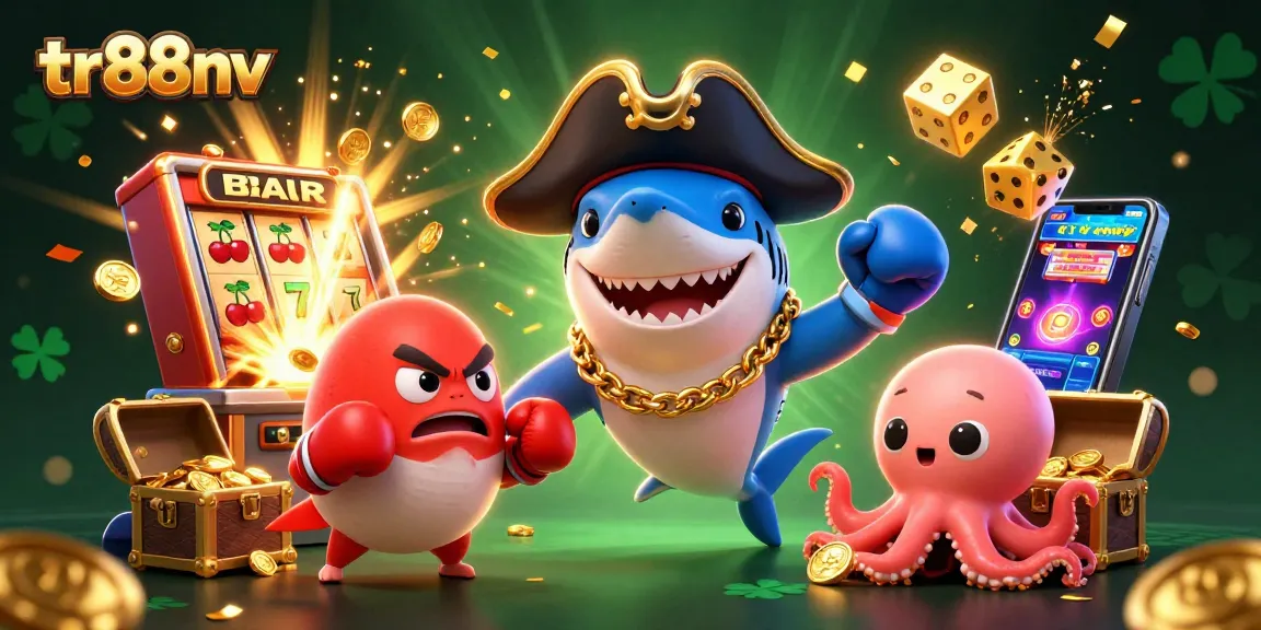 Join the excitement at tr88nv with animated characters amidst a flurry of casino winnings!