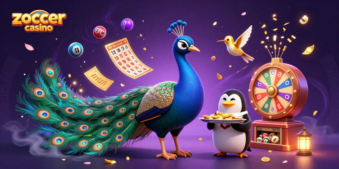 Zoccer Casino's vibrant scene showcases a high-energy atmosphere with colorful game elements and majestic characters.