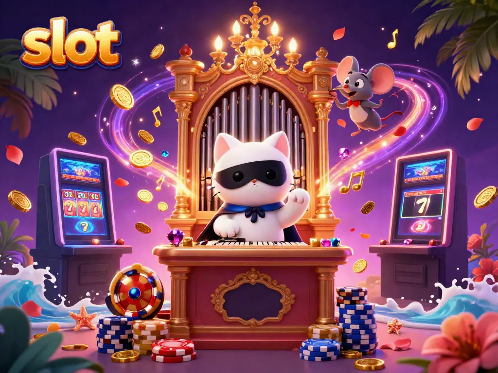 Experience thrilling slot gameplay with a dynamic 3D illustration featuring a casino-themed scene.