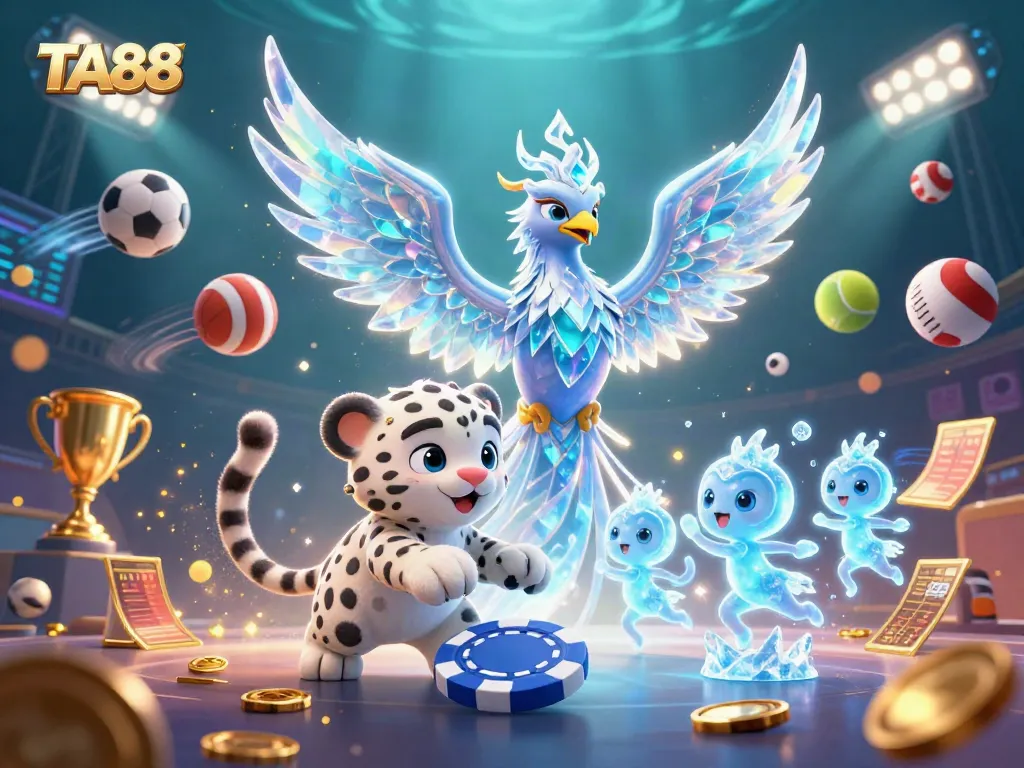 TA88 showcases a vibrant casino scene featuring a phoenix and snow leopard in dynamic action.
