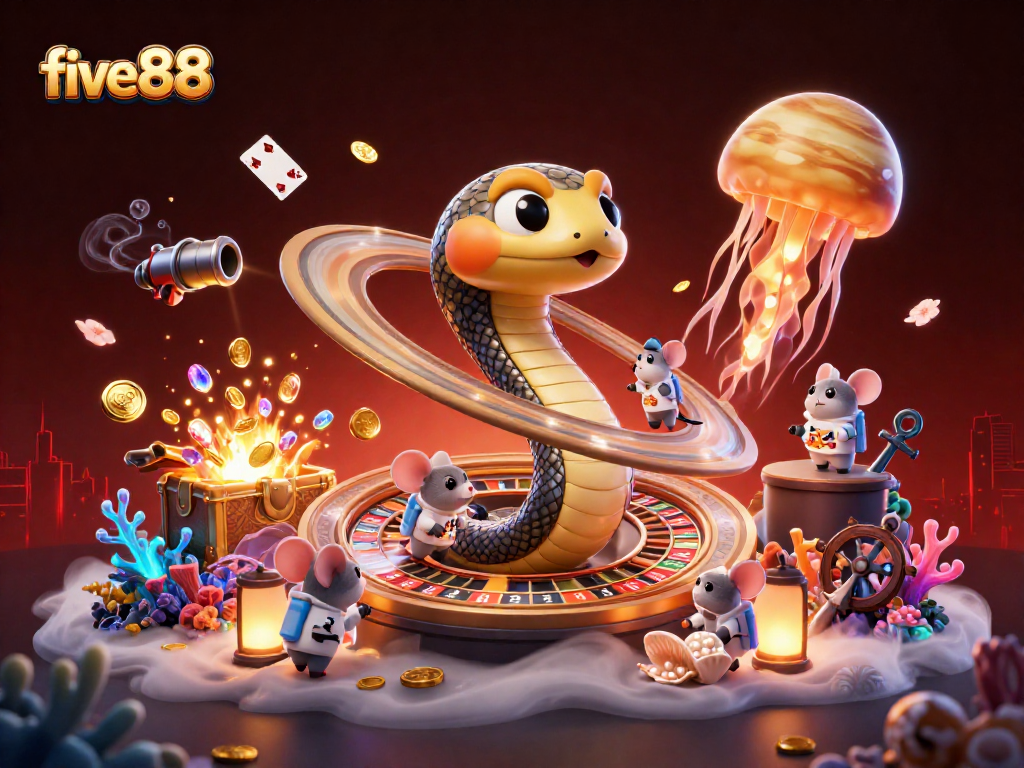 Experience five88's exhilarating atmosphere as astronaut mice bet on Saturn's roulette rings with cosmic dealer magic.