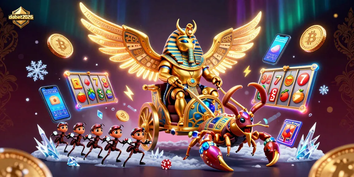 Experience dabet2026's dynamic slots action with golden characters and crypto elements