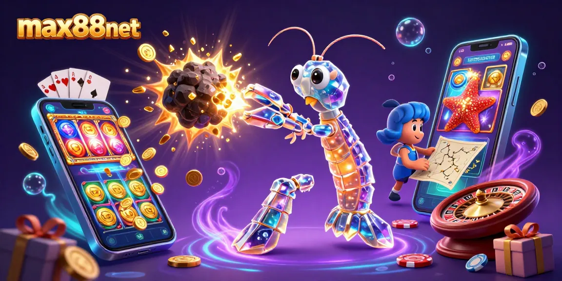 max88net showcases an explosive casino adventure with vibrant 3D gaming elements and energetic characters.