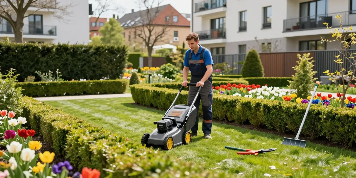 Gartenpflege durch Opaluch Hausmeister in München mit gepflegten Grünflächen.