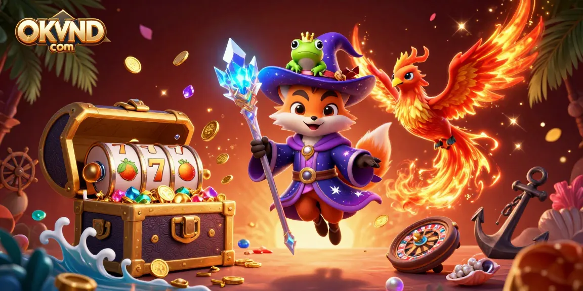 Experience thrilling gameplay with OKVND com in this captivating 3D casino illustration.