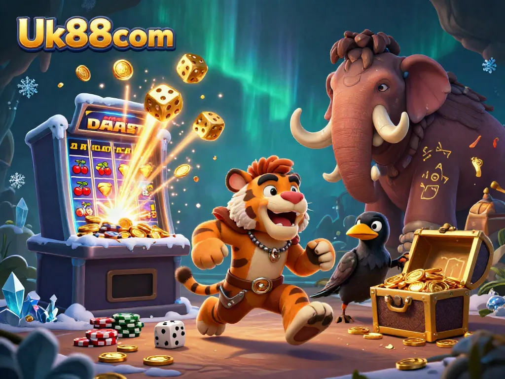 Experience thrilling play at Uk88com with a vibrant 3D casino scene full of excitement and game elements.