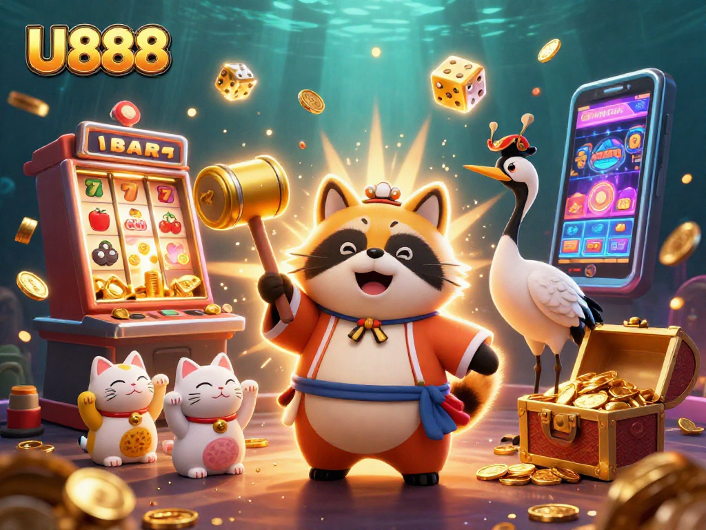 Experience the excitement of U888 with cheerful characters and thrilling casino elements in action.
