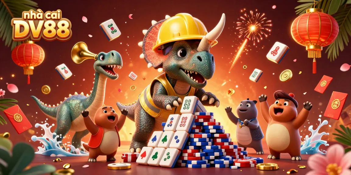 Engage with Nhà cái DV88's exciting games, highlighted by dynamic characters and vibrant casino elements.