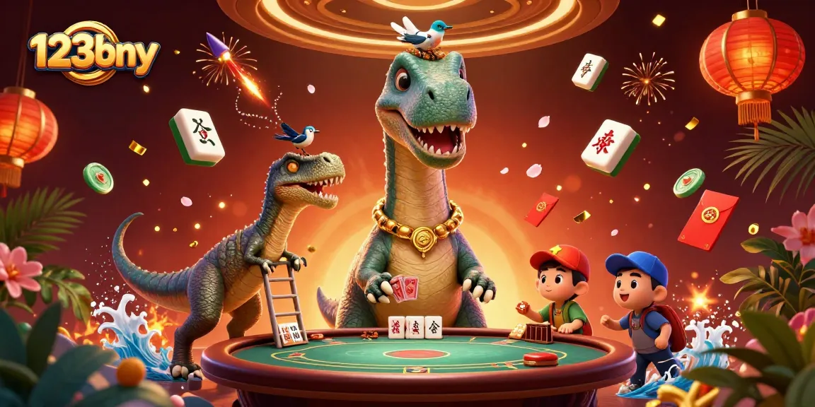 Experience thrills at 123bny where a giant brontosaurus oversees exciting casino games!
