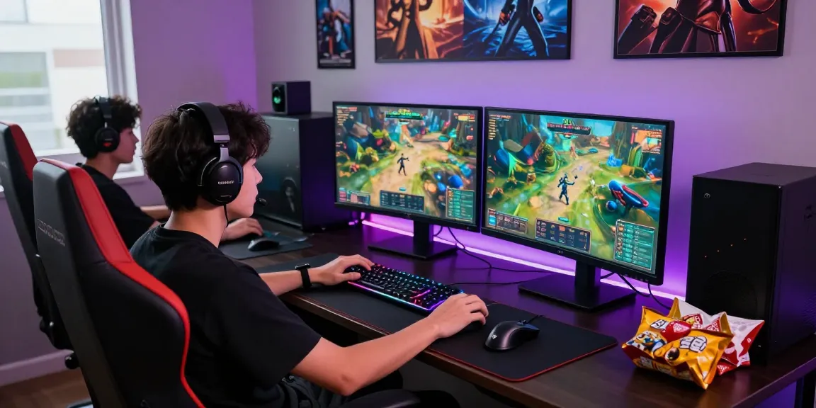 Player engaged in rokok88 dynamic gaming session with vibrant graphics, modern setup, and energetic atmosphere.