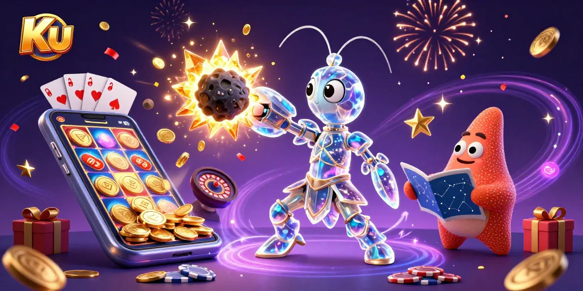 Win big with Ku as a galactic samurai shrimp battles for treasure in a lively casino scene.