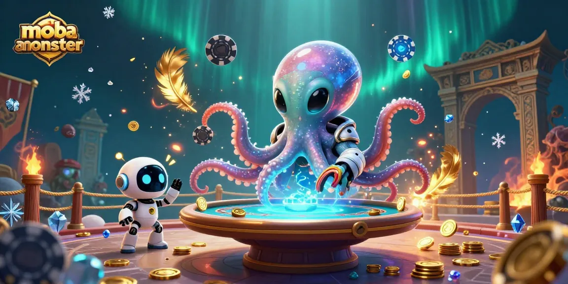 Experience the vibrant action at mobamonster's colorful poker scene illuminated by cosmic elements.