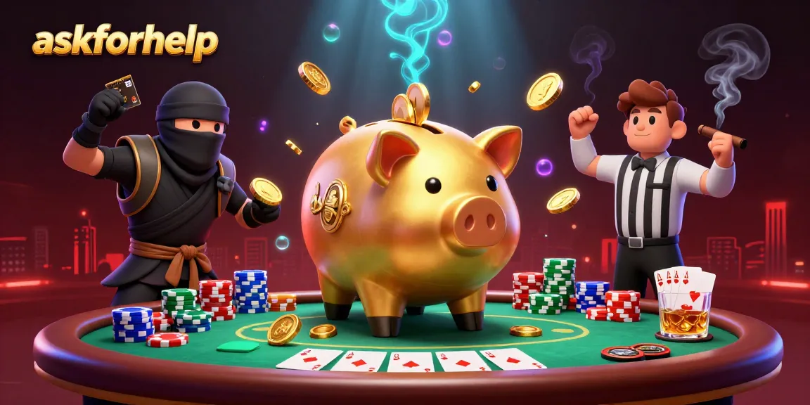 Engage with askforhelp in this exciting casino showdown between a golden piggy bank sumo wrestler, ninja, and samurai.