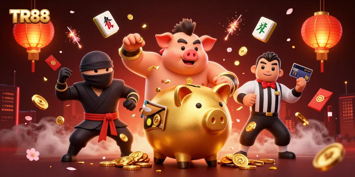 Experience the thrill of TR88 with a vibrant casino scene featuring a sumo wrestler and dynamic game elements.