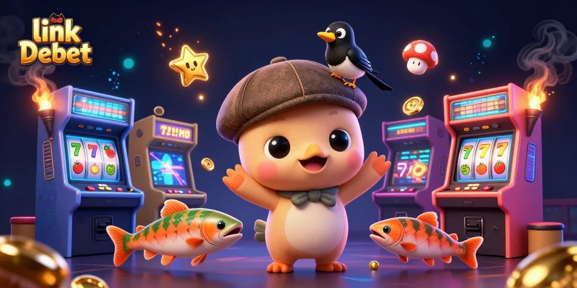 Play with link Debet's dynamic 3D cartoon scene featuring Nessie, a magpie, and salmon!